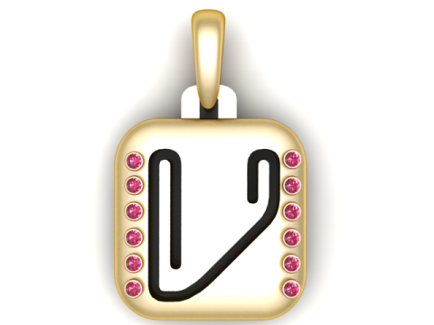PRECIOUS ALPHABET V PENDANT 3D PRINTABLE MODEL 3D-Modell