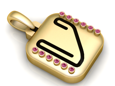 PRECIOUS ALPHABET V PENDANT 3D PRINTABLE MODEL Modèle 3D