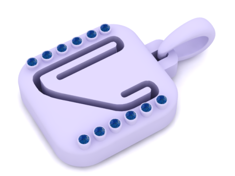 PRECIOUS ALPHABET V PENDANT 3D PRINTABLE MODEL Modèle 3D