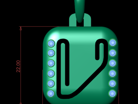 PRECIOUS ALPHABET V PENDANT 3D PRINTABLE MODEL Modèle 3D