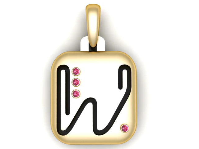 PRECIOUS ALPHABET W PENDANT 3D PRINTABLE MODEL 3D Model .c4d .max .obj .3ds .fbx .stl .blend 