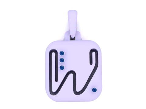 PRECIOUS ALPHABET W PENDANT 3D PRINTABLE MODEL 3Dモデル