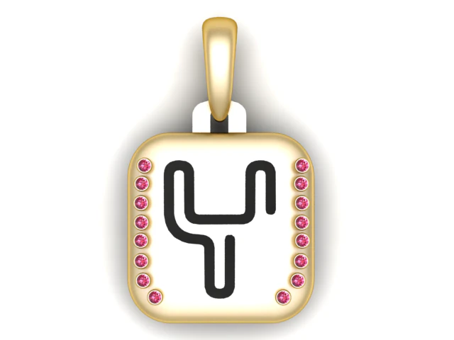 PRECIOUS ALPHABET Y PENDANT 3D PRINTABLE MODEL 3D Model .c4d .max .obj .3ds .fbx .stl .blend 
