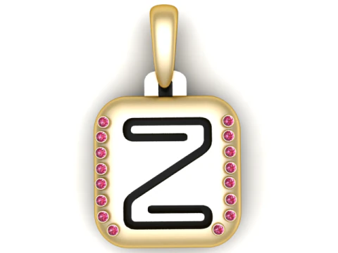 PREZIOSO PENDENTE ALFABETO Z MODELLO STAMPABILE 3D Modello 3D