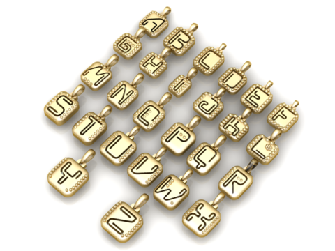 ALL PRECIOUS ALPHABET PENDANT 3D PRINTABLE MODEL 3D मॉडल