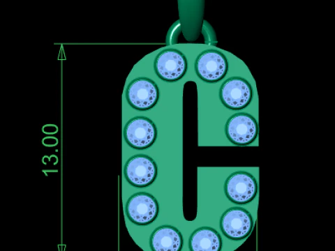 HIP HOP ALPHABET C PENDANT 3D PRINTABLE MODEL 3D Model