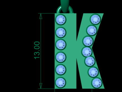 HIP HOP ALPHABET K PENDANT 3D PRINTABLE MODEL Modello 3D