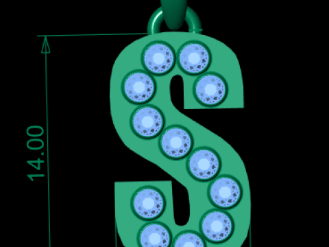 HIP HOP ALPHABET S PENDANT 3D PRINTABLE MODEL 3Dモデル