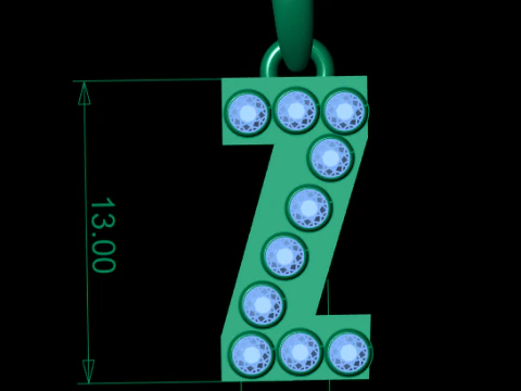 HIP HOP ALPHABET Z PENDANT 3D PRINTABLE MODEL 3D Model