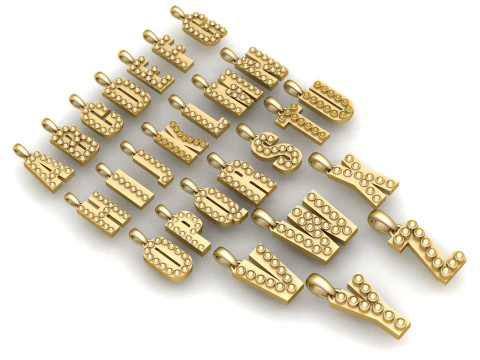 모든 힙합 알파벳 펜던트 3D 프린트 가능 모델 3D 모델