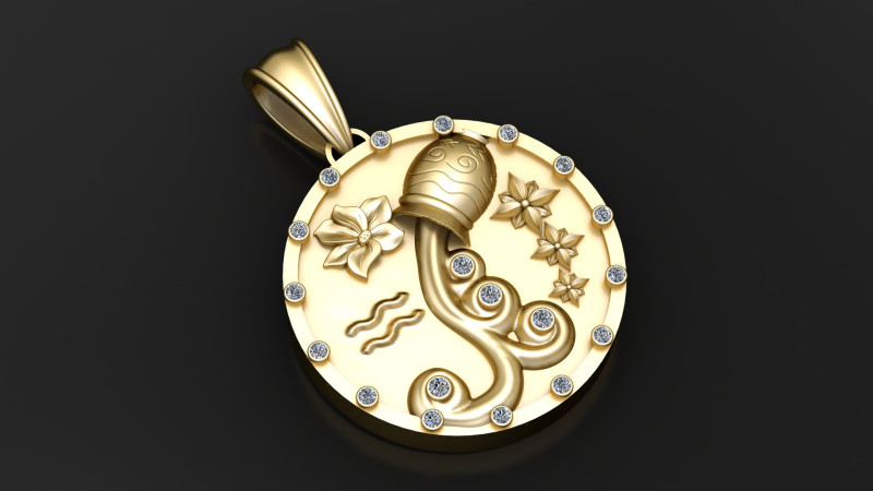 ZODIAC SIGN PENDANT 3D PRINTABLE MODEL Model 3D .c4d .max .obj .3ds .fbx .stl .blend 