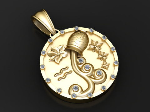 ZODIAC SIGN PENDANT 3D PRINTABLE MODEL Modello 3D