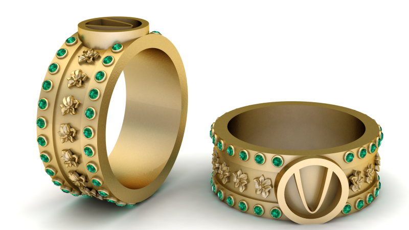Royal Emerald pandant 3D PRINTABLE MODEL Modello di stampa 3D .c4d .max .obj .3ds .fbx .stl .blend 