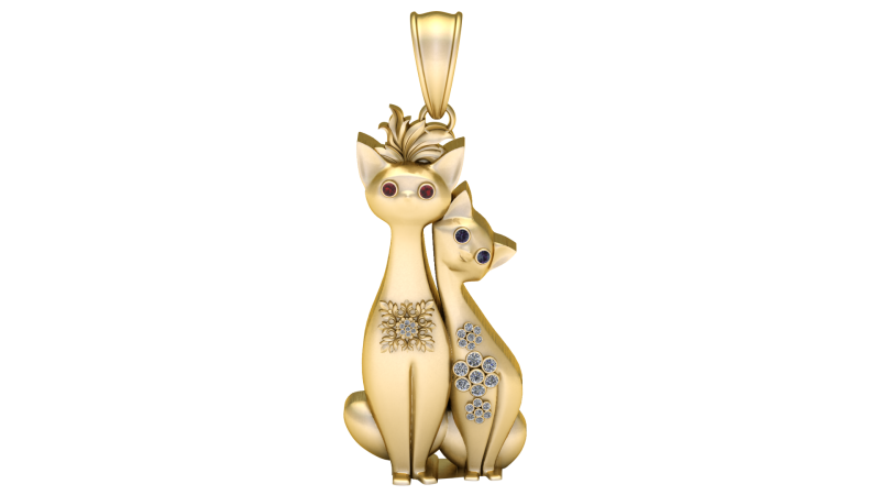 CAT ANIMAL COUPLE PENDANT 3D PRINTABLE MODEL Modelo de impresión 3D .c4d .max .obj .3ds .fbx .stl .blend 
