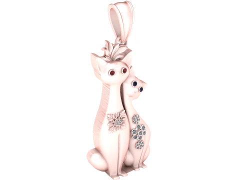 CAT ANIMAL COUPLE PENDANT 3D PRINTABLE MODEL 3D Print Model