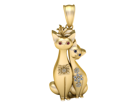 CAT ANIMAL COUPLE PENDANT 3D PRINTABLE MODEL Modelo de impresión 3D