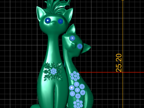 CAT ANIMAL COUPLE PENDANT 3D PRINTABLE MODEL Modelo de impresión 3D