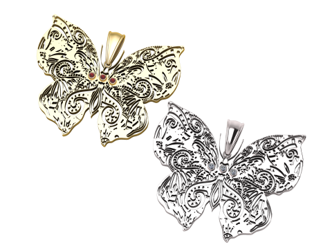 GOLDEN BUTTERFLY PENDANT 3D PRINTABLE MODEL 3D प्रिंट मॉडल