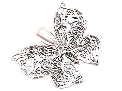 GOLDEN BUTTERFLY PENDANT 3D PRINTABLE MODEL 3D प्रिंट मॉडल