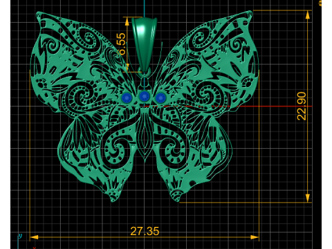 GOLDEN BUTTERFLY PENDANT 3D PRINTABLE MODEL 3D प्रिंट मॉडल