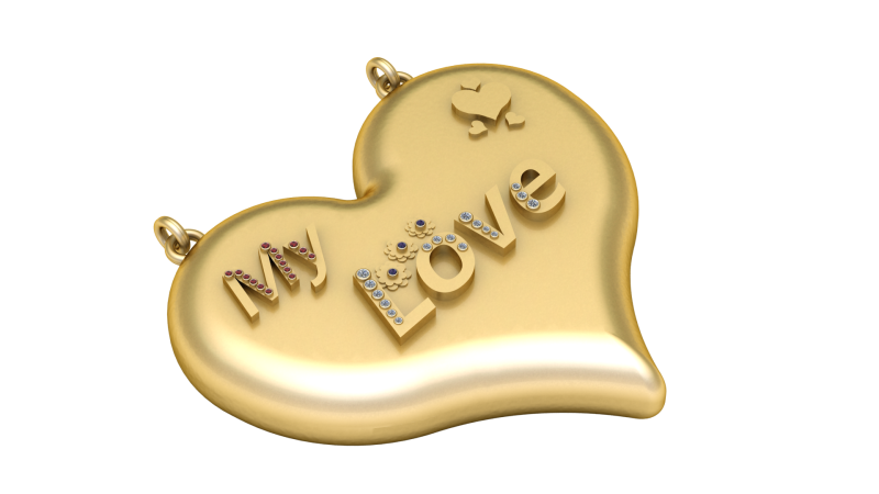 MY LOVE WORD HEART SHAPE PENDANT 3D PRINTABLE MODEL 3D Baskı Modeli .c4d .max .obj .3ds .fbx .stl .blend 