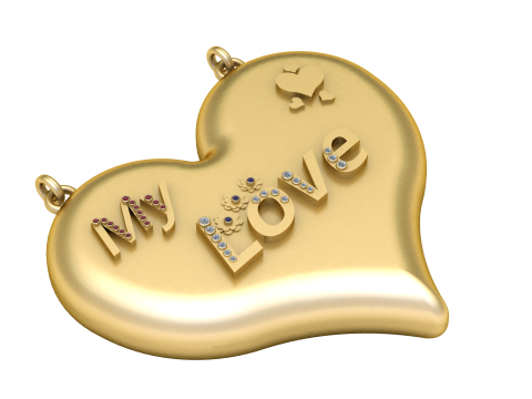 MY LOVE WORD HEART SHAPE PENDANT 3D PRINTABLE MODEL 3D Baskı Modeli