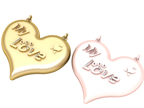 MY LOVE WORD HEART SHAPE PENDANT 3D PRINTABLE MODEL 3D Print Model