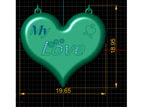 MY LOVE WORD HEART SHAPE PENDANT 3D PRINTABLE MODEL 3D Baskı Modeli