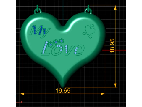 MY LOVE WORD HEART SHAPE PENDANT 3D PRINTABLE MODEL 3D Print Model