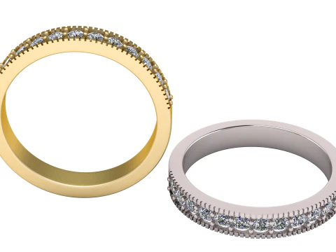 SIMPLE DIAMOND WEDDING RING 3D PRINTABLE MODEL 3D Print Model