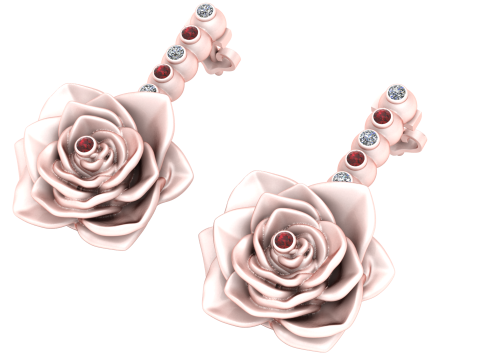 ROSE FLOWER DESIGN EARRING 3D PRINTABLE MODEL 3D Print Model