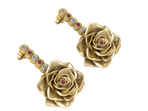 ROSE FLOWER DESIGN EARRING 3D PRINTABLE MODEL Modelo de impresión 3D