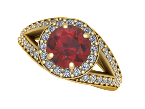 PRECIOUS RED RUBY RING 3D PRINTABLE MODEL 3D Принт Модель