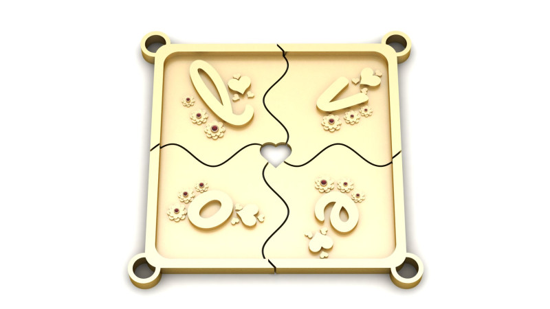 HEART DESIGN SQUARE SHAPE PENDANT 3D PRINTABLE MODEL Modelo de Impressão 3D .c4d .max .obj .3ds .fbx .stl .blend 