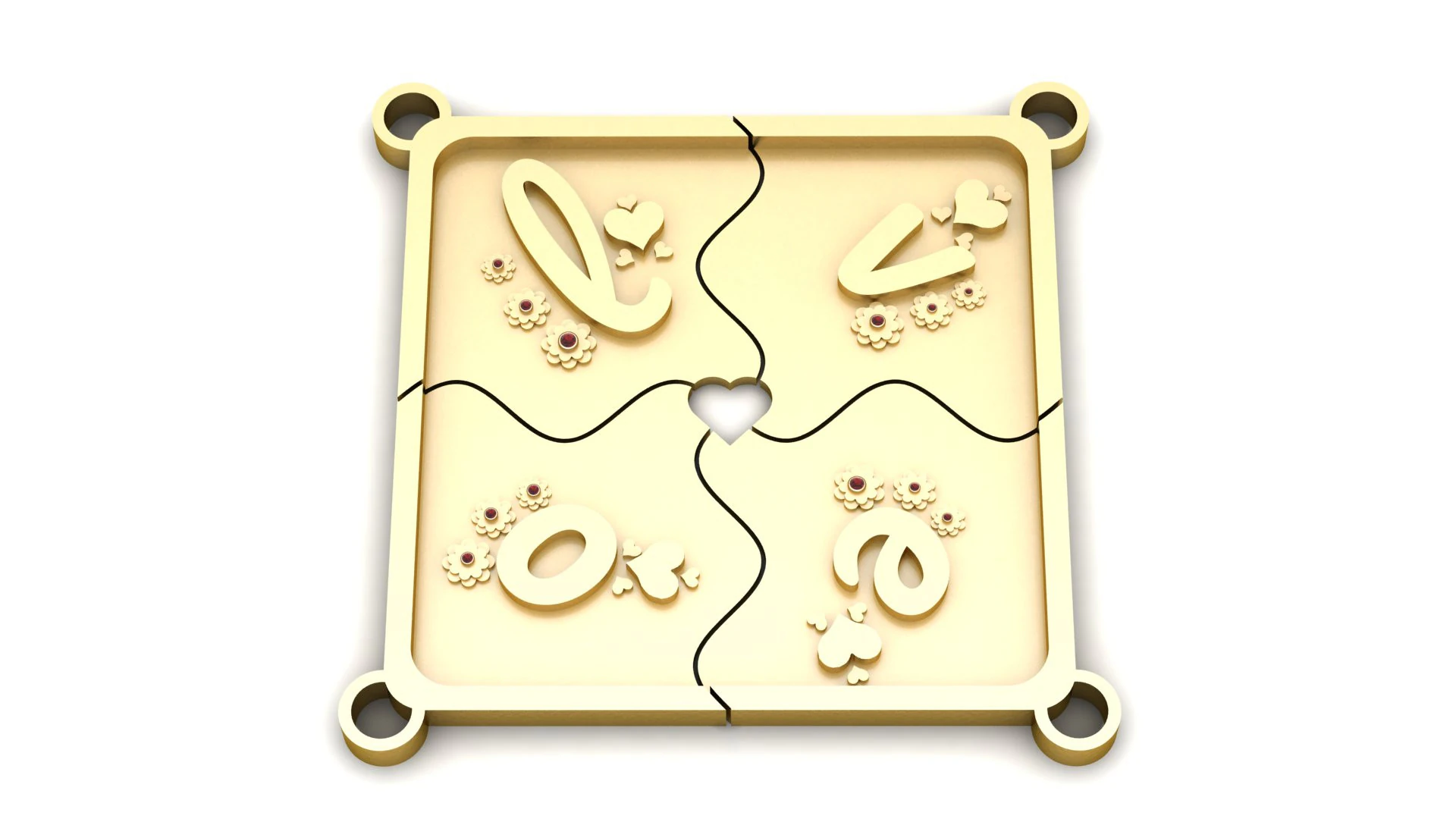 HEART DESIGN SQUARE SHAPE PENDANT 3D PRINTABLE MODEL 3D Print Model .c4d .max .obj .3ds .fbx .stl .blend 