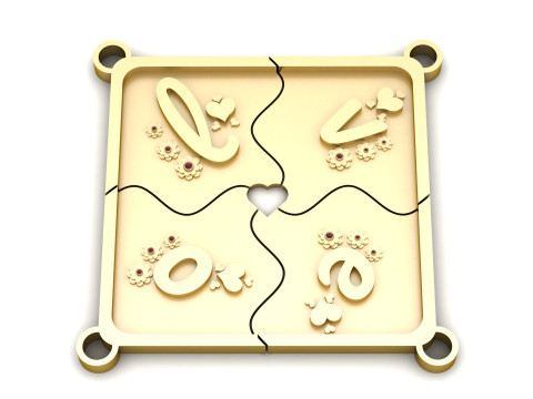 HEART DESIGN SQUARE SHAPE PENDANT 3D PRINTABLE MODEL 3D Print Model