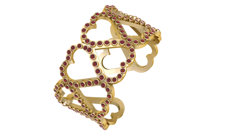 HEARTS DESIGN GOLDEN RING 3D PRINTABLE MODEL 3D 打印模型 .c4d .max .obj .3ds .fbx .stl .blend 