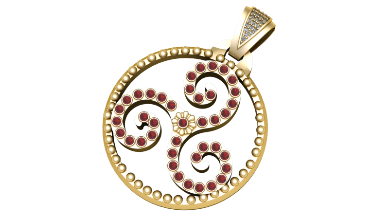FLORAL DIAMOND PENDANT 3D PRINTABLE MODEL 3D Baskı Modeli .c4d .max .obj .3ds .fbx .stl .blend