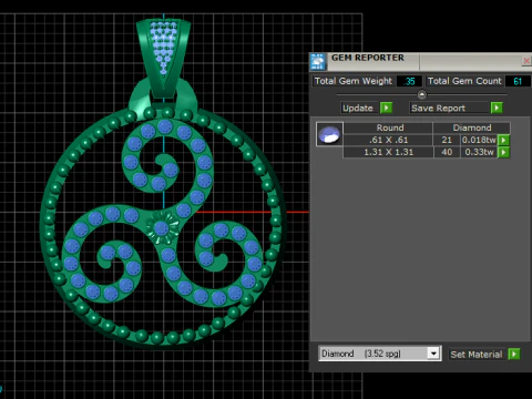 FLORAL DIAMOND PENDANT 3D PRINTABLE MODEL 3D Print Model