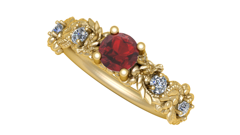 PRECIOUS ENGAGEMENT RUBY RING 3D PRINTABLE MODEL 3D 打印模型 .c4d .max .obj .3ds .fbx .stl .blend 