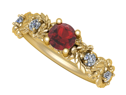 PRECIOUS ENGAGEMENT RUBY RING 3D PRINTABLE MODEL 3D-Druckmodell