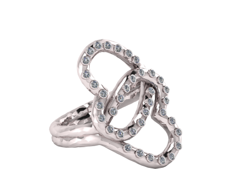 DOUBLE HEART DESIGN RING 3D PRINTABLE MODEL Model do druku 3D
