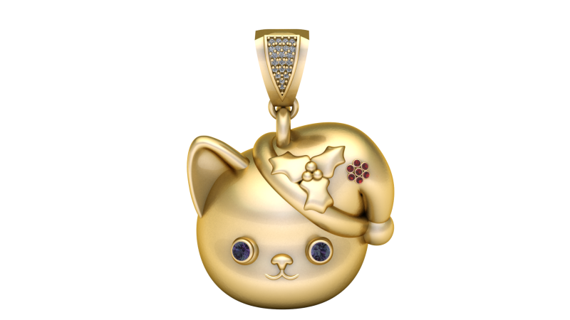 SAD CAT FACE PENDANT 3D PRINTABLE MODEL 3D Baskı Modeli .c4d .max .obj .3ds .fbx .stl .blend 