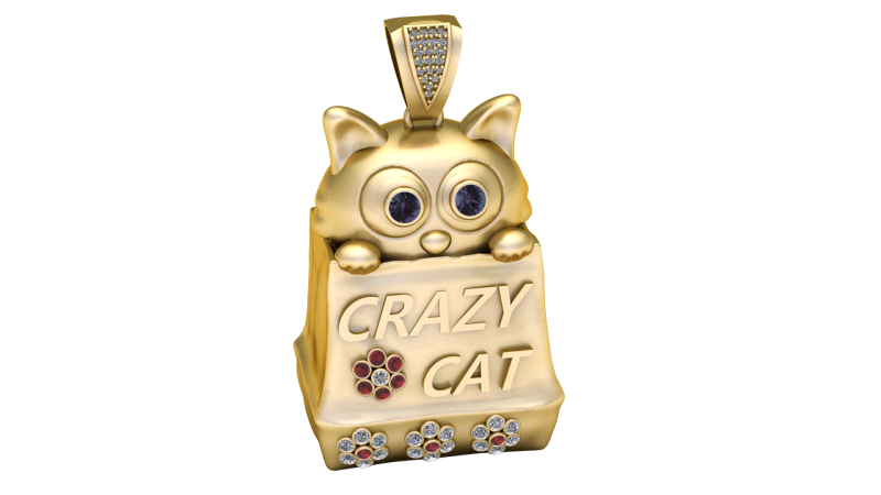 CRAZY CAT ANIMAL PENDANT 3D PRINTABLE MODEL 3D 프린트 모델 .c4d .max .obj .3ds .fbx .stl .blend 