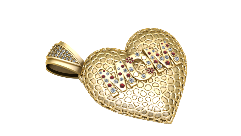 MOM WORD HEART PENDANT 3D PRINTABLE MODEL Modelo de Impressão 3D .c4d .max .obj .3ds .fbx .stl .blend 