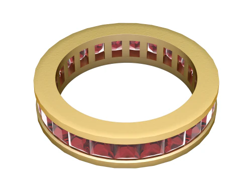 ОБРУЧАЛЬНОЕ КОЛЬЦО С КРАСНЫМ РУБИНОМ 3D МОДЕЛЬ ДЛЯ ПЕЧАТИ 3D Принт Модель