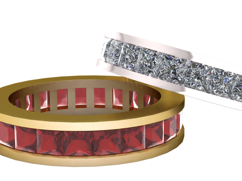 RED RUBY WEDDING RING 3D PRINTABLE MODEL 3D 프린트 모델