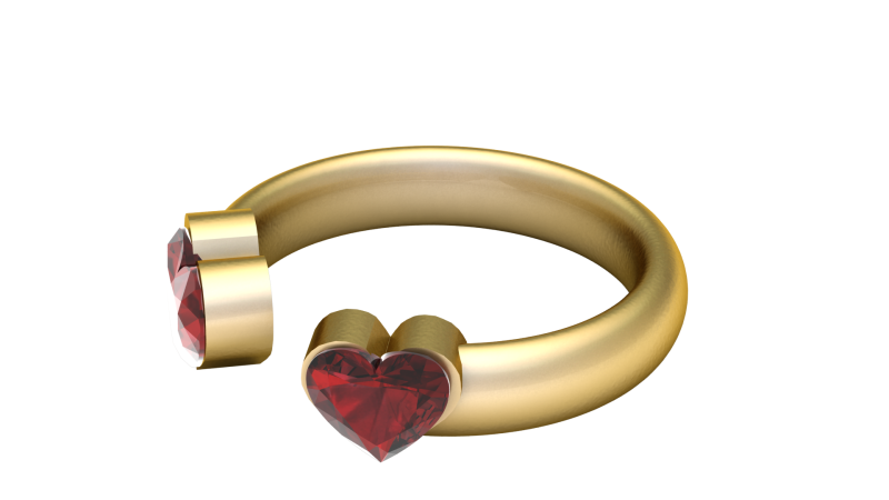 DOUBLE HEART SHAPE RING 3D PRINTABLE MODEL 3D प्रिंट मॉडल .c4d .max .obj .3ds .fbx .stl .blend 