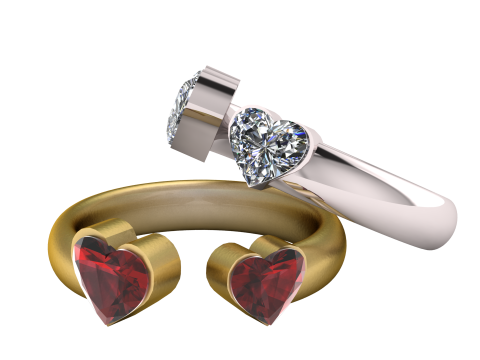 DOUBLE HEART SHAPE RING 3D PRINTABLE MODEL 3D प्रिंट मॉडल