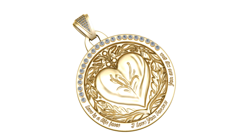HEART DESIGN GOLD COIN PENDANT 3D PRINTABLE MODEL 3D Print Model .c4d .max .obj .3ds .fbx .stl .blend 